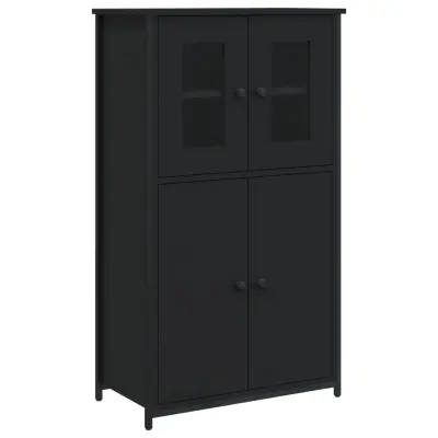 vidaXL Visoka omarica črna 62x32x106,5 cm inženirski les