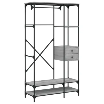 vidaXL Garderobna omara s predali siva sonoma 100x40x180 cm inž. les