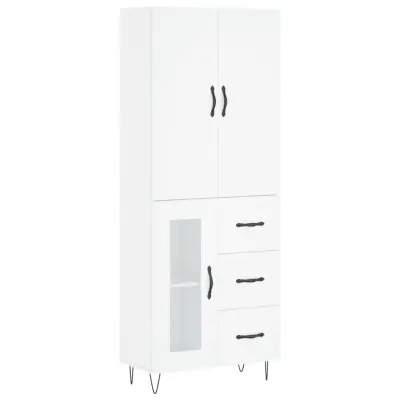 vidaXL Visoka omara bela 69,5x34x180 cm inženirski les