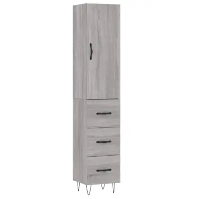 vidaXL Visoka omara siva sonoma 34,5x34x180 cm inženirski les