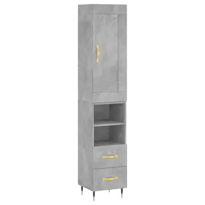 vidaXL Visoka omara betonsko siva 34,5x34x180 cm inženirski les
