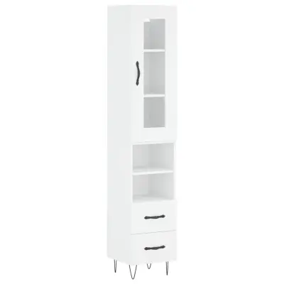 vidaXL Visoka omara bela 34,5x34x180 cm inženirski les