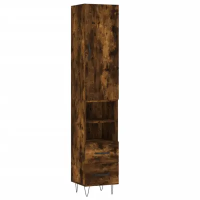 vidaXL Visoka omara dimljeni hrast 34,5x34x180 cm inženirski les