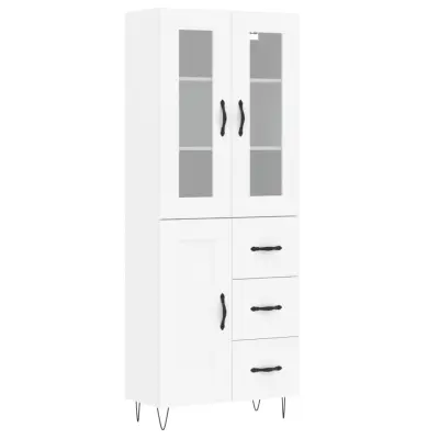 vidaXL Visoka omara bela 69,5x34x180 cm inženirski les