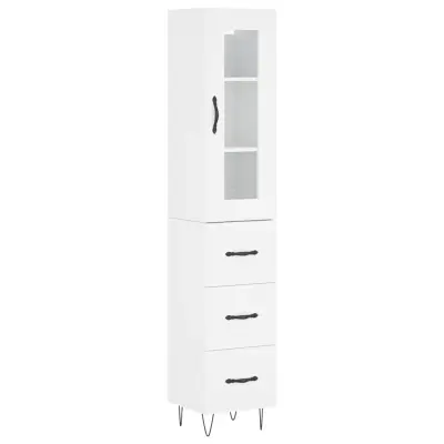 vidaXL Visoka omara bela 34,5x34x180 cm inženirski les