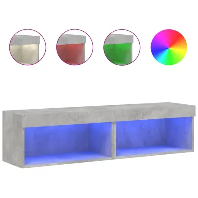 vidaXL TV omarica z LED lučkami 2 kosa betonsko siva 60x30x30 cm