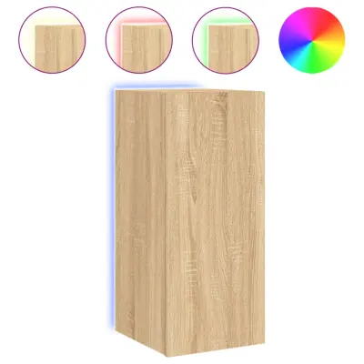 vidaXL Stenska TV omarica z LED lučkami sonoma hrast 30,5x35x70 cm