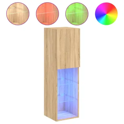 vidaXL TV omarica z LED lučmi sonoma hrast 30,5x30x102 cm