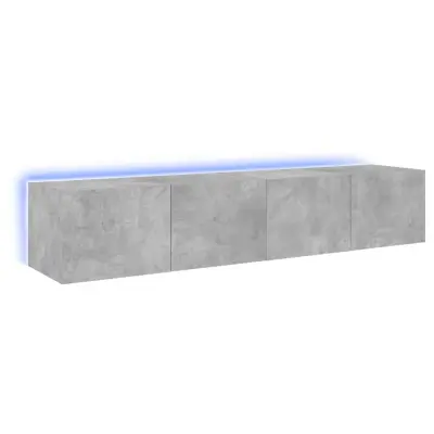 vidaXL Stenske TV omarice z LED 2 kosa betonsko siva 80x35x31 cm