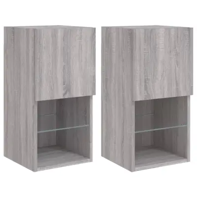 vidaXL TV omarice z LED lučkami 2 kosa siva sonoma 30,5x30x60 cm