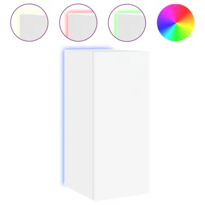 vidaXL Stenska TV omarica z LED lučkami bela 30,5x35x70 cm