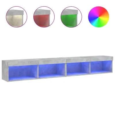 vidaXL TV omarica z LED lučkami 2 kosa betonsko siva 100x30x30 cm