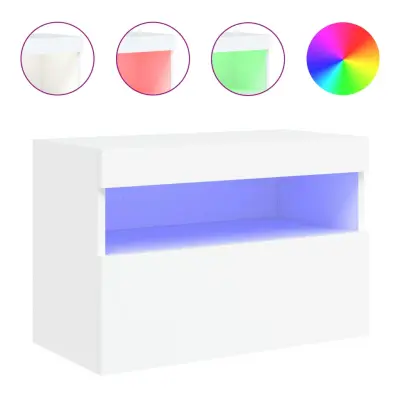 vidaXL Stenska TV omarica z LED lučkami bela 60x30x40 cm