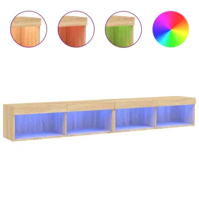 vidaXL TV omarica z LED lučkami 2 kosa sonoma hrast 100x30x30 cm