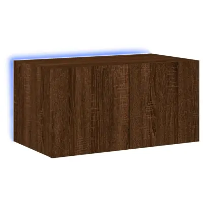 vidaXL Stenska TV omarica z LED lučkami rjavi hrast 60x35x31 cm