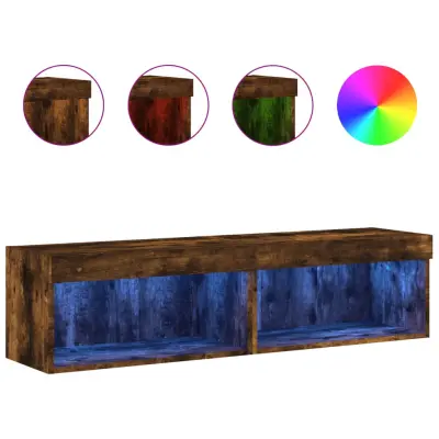 vidaXL TV omarica z LED lučkami 2 kosa dimljeni hrast 60x30x30 cm