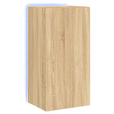 vidaXL Stenska TV omarica z LED lučkami sonoma hrast 40,5x35x80 cm