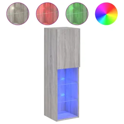 vidaXL TV omarica z LED lučmi siva sonoma 30,5x30x102 cm