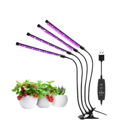 LED svetilka za rast rastlin - grow lamp z 4 glavami rdeča + modra s kontrolerjem