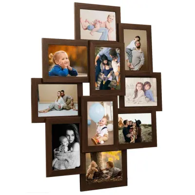 vidaXL Foto okvir za 10x(13x18 cm) fotografij temno rjav MDF