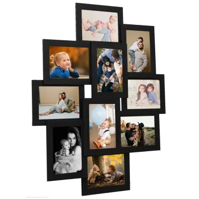 vidaXL Foto okvir za 10x(10x15 cm) fotografij črn MDF