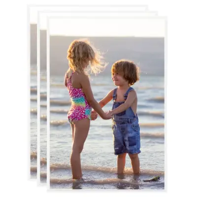 vidaXL Foto okvirji 3 kosi stenski/namizni beli 21x29,7 cm MDF