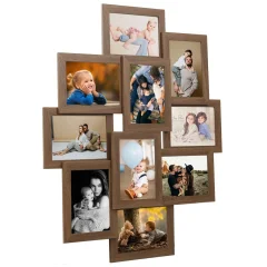 vidaXL Foto okvir za 10x(10x15 cm) fotografij svetlo rjav MDF