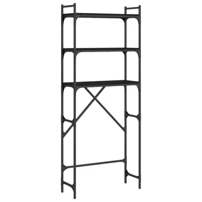 vidaXL Polica za pralni stroj črna 67x25x163 cm inženirski les
