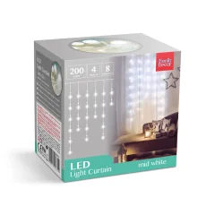 LED zavesa 200 LED 4,2m IP44 bela barva svetlobe