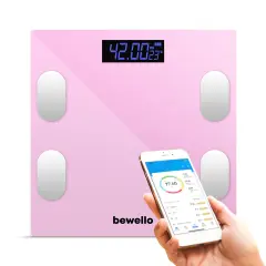 Pametna Bluetooth steklena osebna tehtnica na baterije 0,2 - 180kg 26 x 26cm