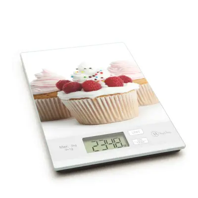 Digitalna kuhinjska tehtnica z motivom mufina s kaljenim steklom max. 5kg