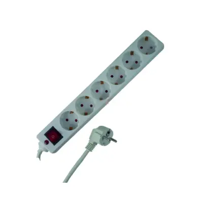 Podaljšek s prenapetostno zaščito 6 vtičnic s stikalom Uoc 3 kV, Up 1,8 kV 16A 250V 3x1,5mm2 1,4m