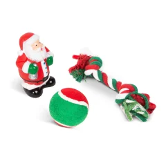 Božični set igrač za pse žoga, vrv in božiček
