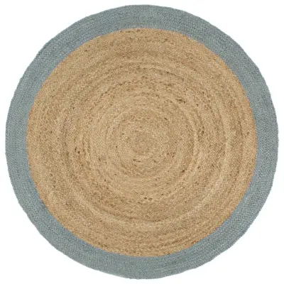 vidaXL Preproga iz jute z olivno zelenim robom ročno delo 210 cm