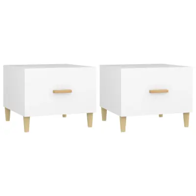 vidaXL Klubske mizice 2 kosa bele 50x50x40 cm inženirski les