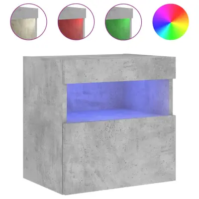 vidaXL Stenska TV omarica z LED lučkami betonsko siva 40x30x40 cm