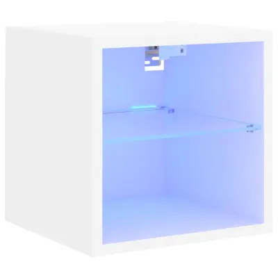 vidaXL Stenska TV omarica z LED lučkami bela 30x28,5x30 cm