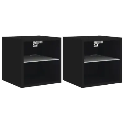 vidaXL Stenske TV omarice z LED lučkami 2 kosa črne 30x28,5x30 cm