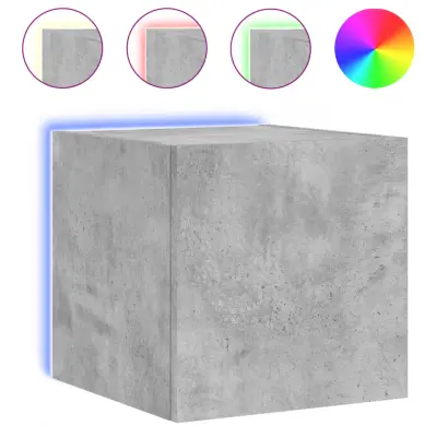 vidaXL Stenska TV omarica z LED lučkami betonsko siva 30,5x35x30 cm