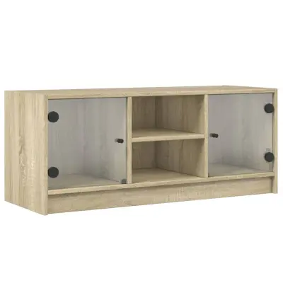 vidaXL TV omarica s steklenimi vrati sonoma hrast 102x37x42 cm