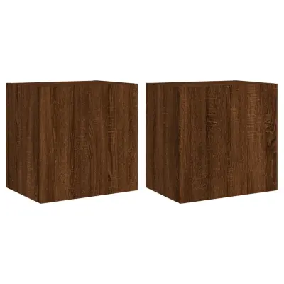vidaXL Stenske TV omarice 2 kosa rjavi hrast 40,5x30x40 cm inž. les