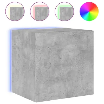 vidaXL Stenska TV omarica z LED lučkami betonsko siva 40,5x35x40 cm