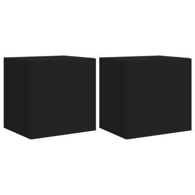 vidaXL Stenske TV omarice z LED lučkami 2 kosa črna 40,5x35x40 cm