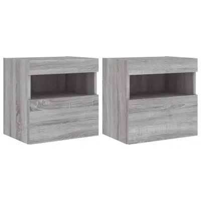 vidaXL Stenske TV omarice z LED 2 kosa siva sonoma 40x30x40 cm