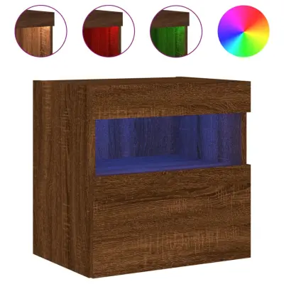 vidaXL Stenska TV omarica z LED lučkami rjavi hrast 40x30x40 cm