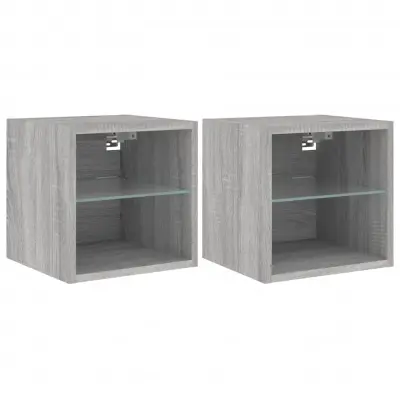 vidaXL Stenske TV omarice z LED 2 kosa siva sonoma 30x28,5x30 cm