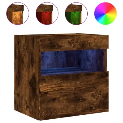 vidaXL Stenska TV omarica z LED lučkami dimljeni hrast 40x30x40 cm