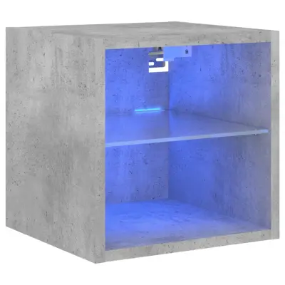 vidaXL Stenska TV omarica z LED lučkami betonsko siva 30x28,5x30 cm