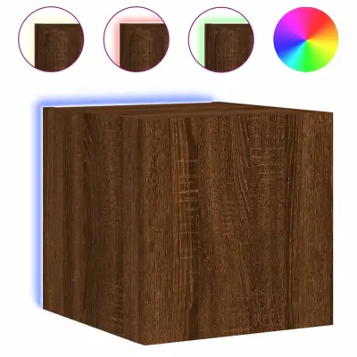 vidaXL Stenska TV omarica z LED lučkami rjavi hrast 30,5x35x30 cm