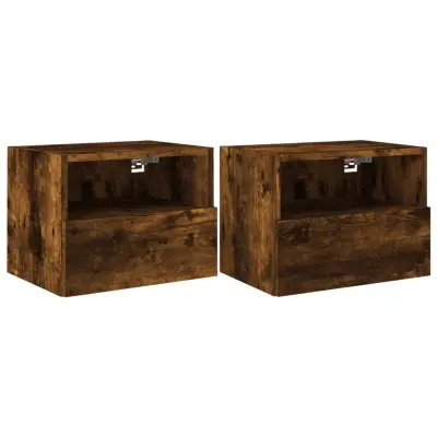 vidaXL Stenske TV omarice 2 kosa dimljeni hrast 40x30x30 cm inž. les